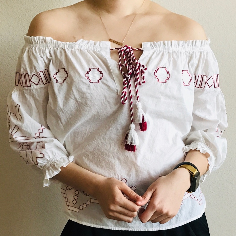 White off-the-shoulder top